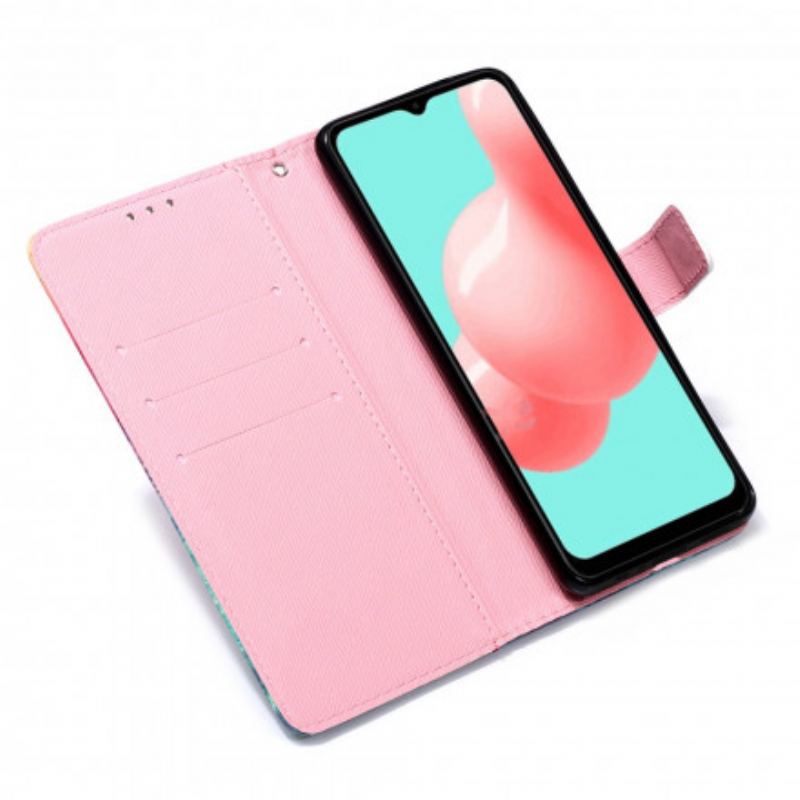 Mobilcover Læder Cover Samsung Galaxy A32 5G Akvarel Valmue