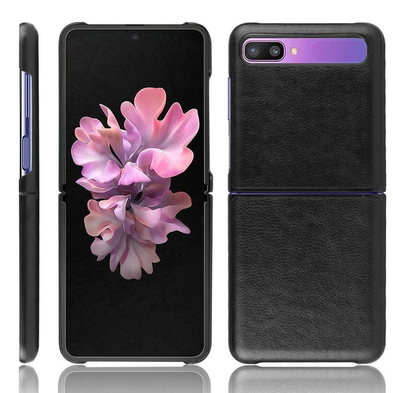 Cover Samsung Galaxy Z Flip Flip Cover Litchi Imiteret Læder