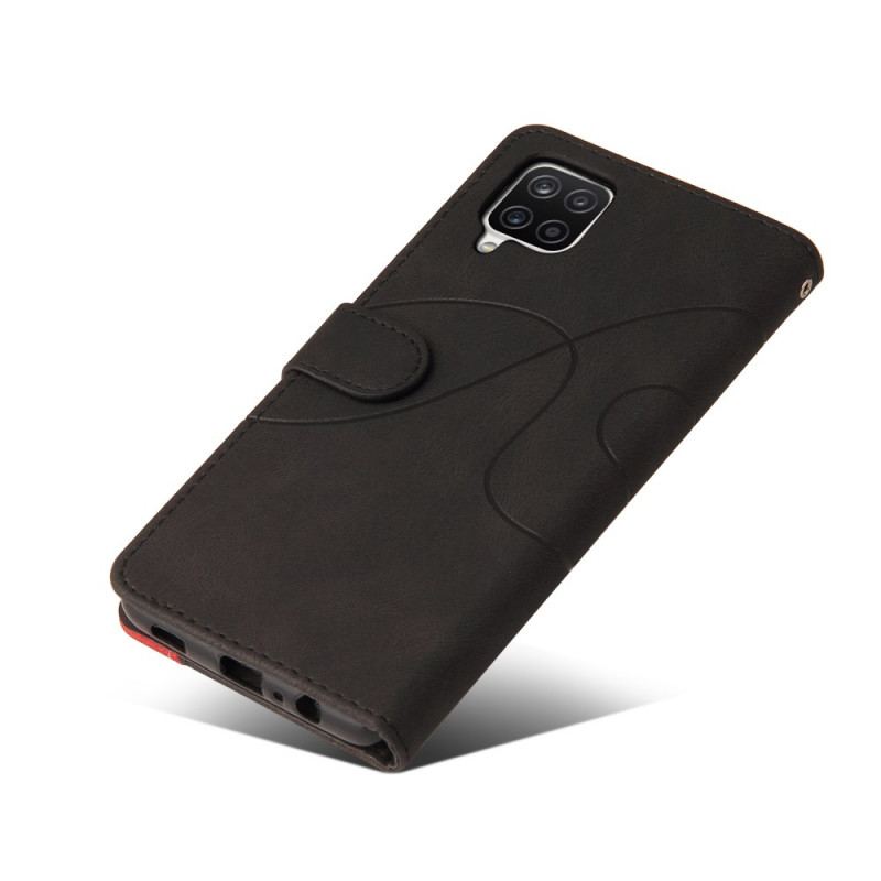 Læder Cover Samsung Galaxy M12 / A12 Tofarvet Signatur Imiteret Læder