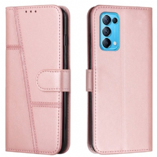 Flip Cover Oppo Find X3 Lite Med Snor Strappy Geo Lædereffekt
