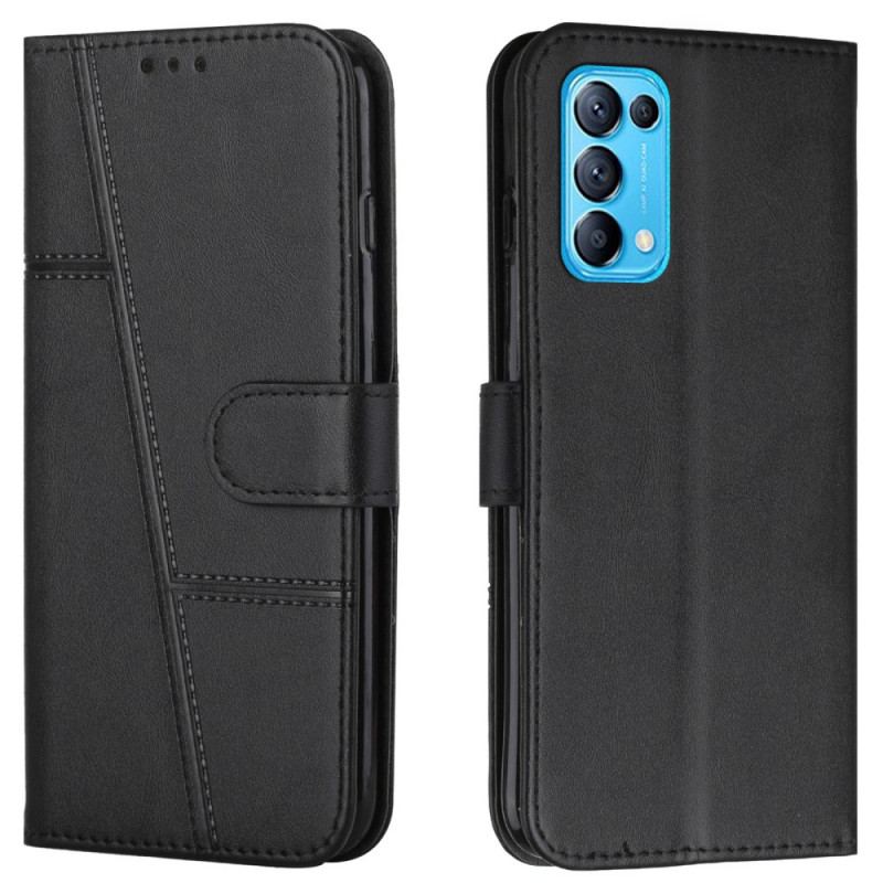 Flip Cover Oppo Find X3 Lite Med Snor Strappy Geo Lædereffekt