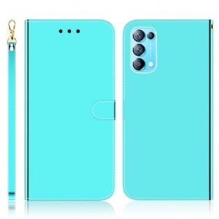Flip Cover Oppo Find X3 Lite Spejlcover I Imiteret Læder