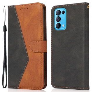 Flip Cover Oppo Find X3 Lite Tofarvet Trekant Imiteret Læder