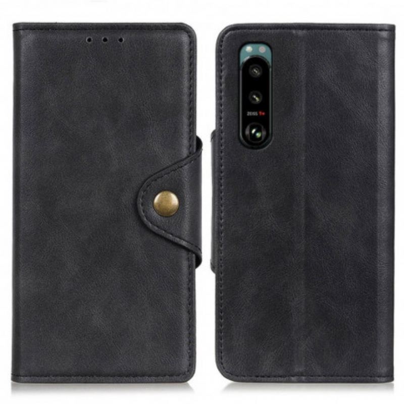 Flip Cover Sony Xperia 5 III Imiteret Læder Knap
