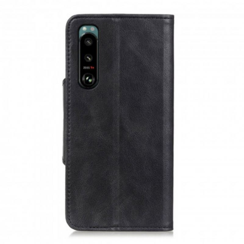 Flip Cover Sony Xperia 5 III Imiteret Læder Knap