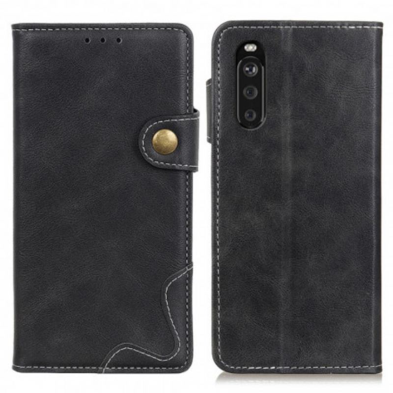 Flip Cover Sony Xperia 5 III Kunstnerisk Knap Og Sømme