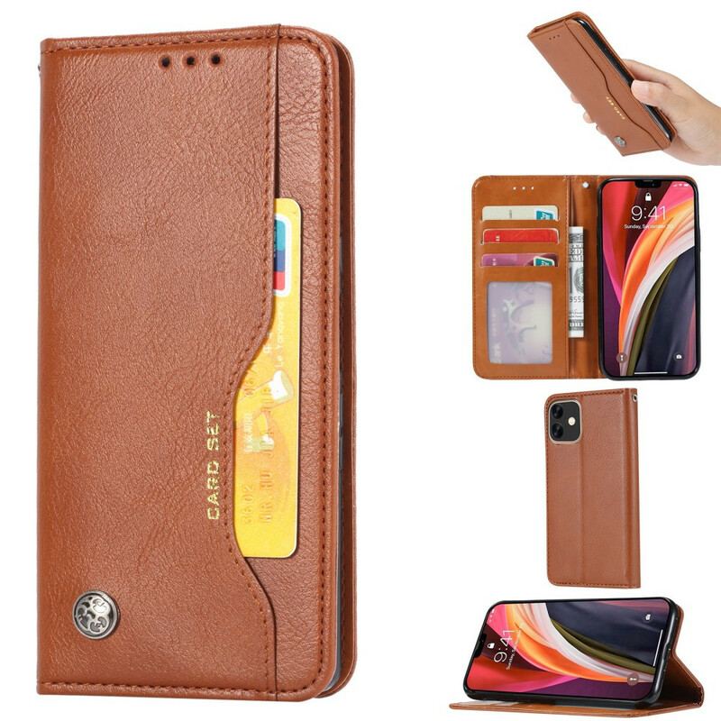 Cover iPhone 12 / 12 Pro Flip Cover Kortholder I Imiteret Læder