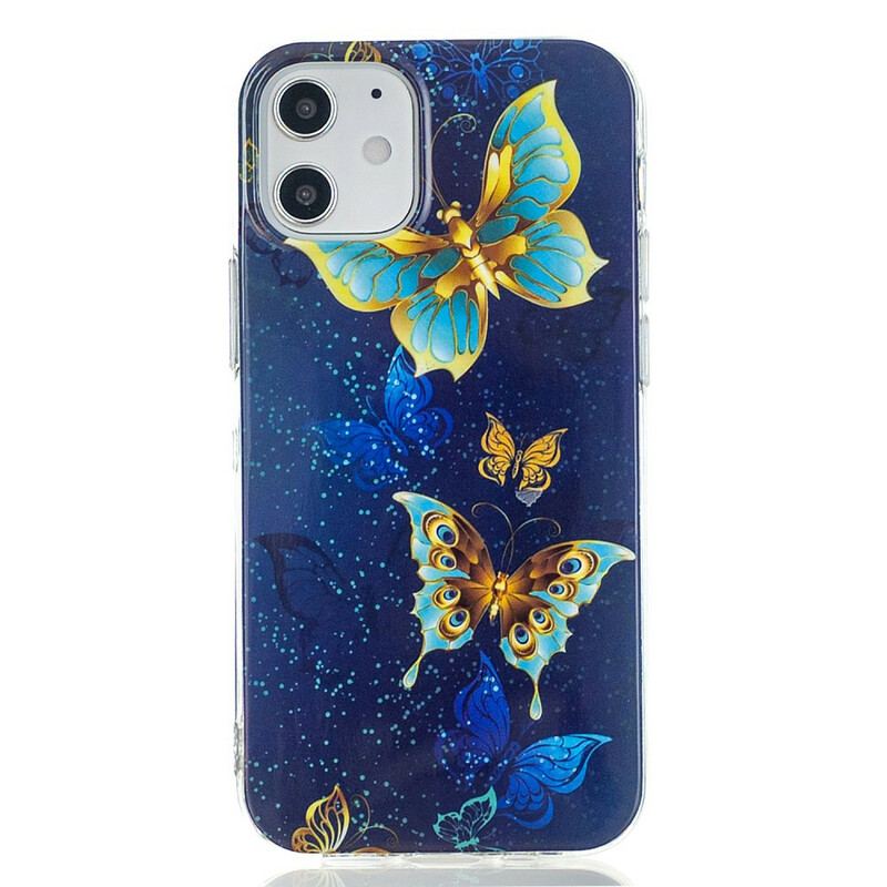 Cover iPhone 12 / 12 Pro Fluorescerende Sommerfugle-serien