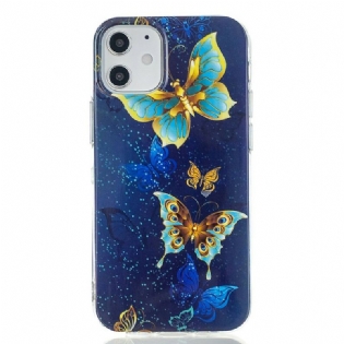 Cover iPhone 12 / 12 Pro Fluorescerende Sommerfugle-serien