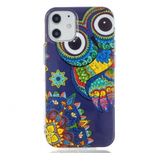 Cover iPhone 12 / 12 Pro Fluorescerende Ugle Mandala
