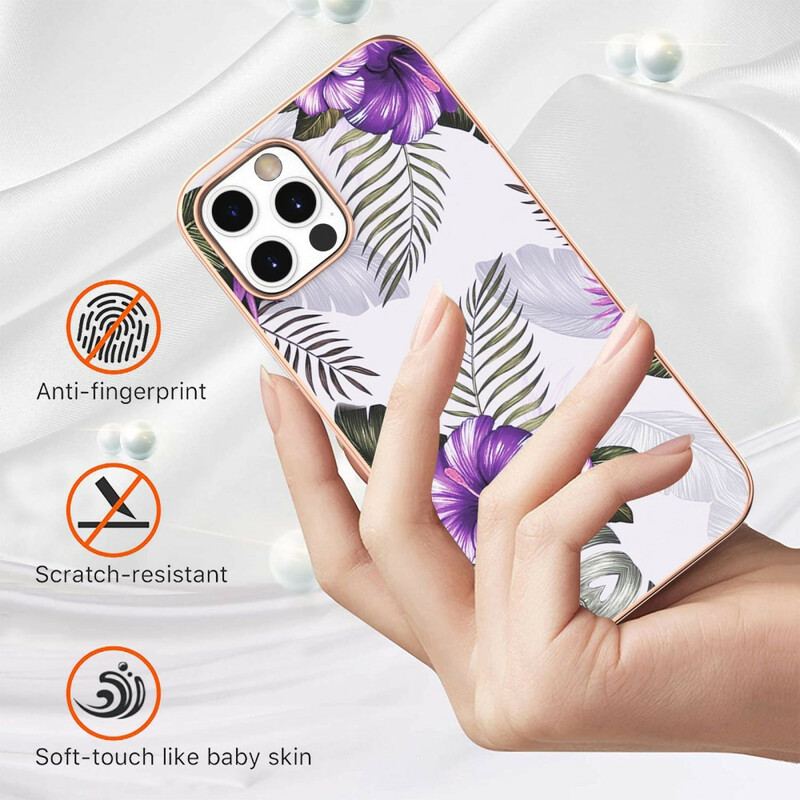 Cover iPhone 12 / 12 Pro Violet Blomster