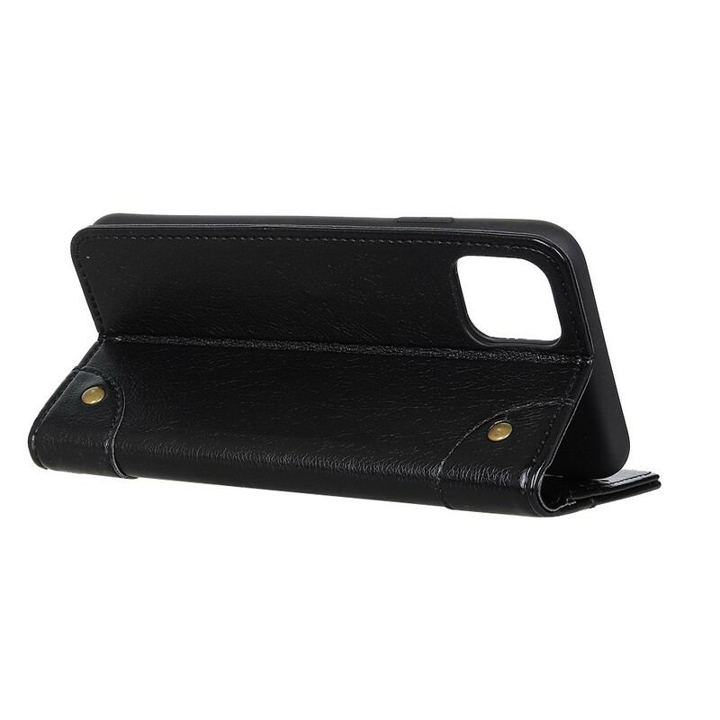 Flip Cover iPhone 12 / 12 Pro Style Nappa Læder Vintage Nitter