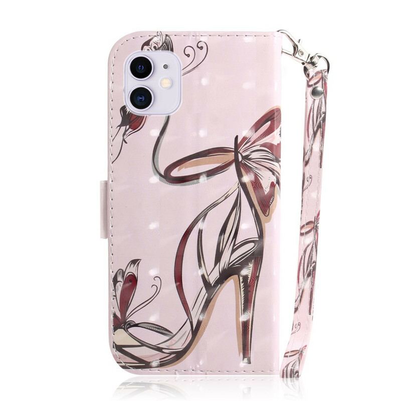 Læder Cover iPhone 12 / 12 Pro Med Snor Strappy Pumpe