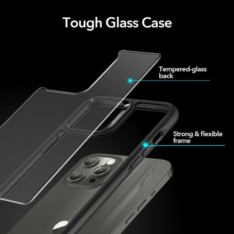 Mobilcover iPhone 12 / 12 Pro Glasbagside Og Silikonekanter