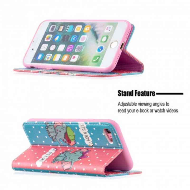 Cover iPhone SE 3 / SE 2 / 8 / 7 Flip Cover Baby Elefanter
