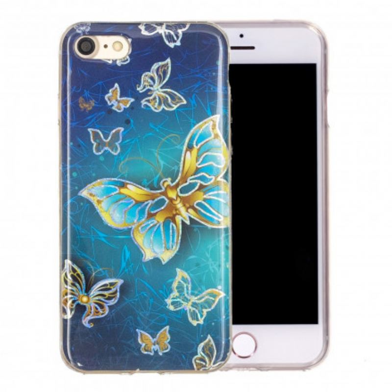 Cover iPhone SE 3 / SE 2 / 8 / 7 Glitter Design Sommerfugle