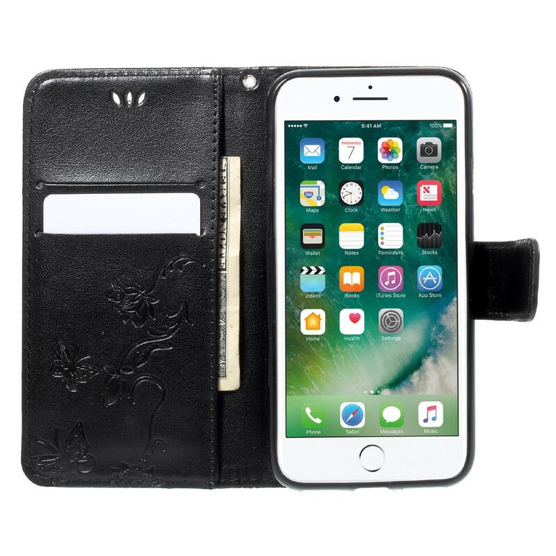 Flip Cover iPhone SE 3 / SE 2 / 8 / 7 Med Snor Strappy Floral