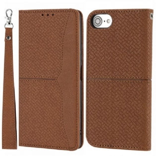 Flip Cover iPhone SE 3 / SE 2 / 8 / 7 Med Snor Strappy Vævet Stil