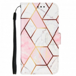 Læder Cover iPhone SE 3 / SE 2 / 8 / 7 Marmor Med Snor
