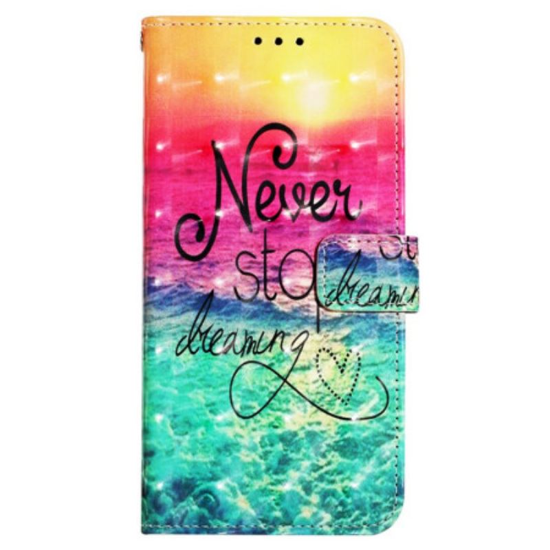 Læder Cover iPhone SE 3 / SE 2 / 8 / 7 Med Snor Stop Aldrig Med At Drømme Strappy