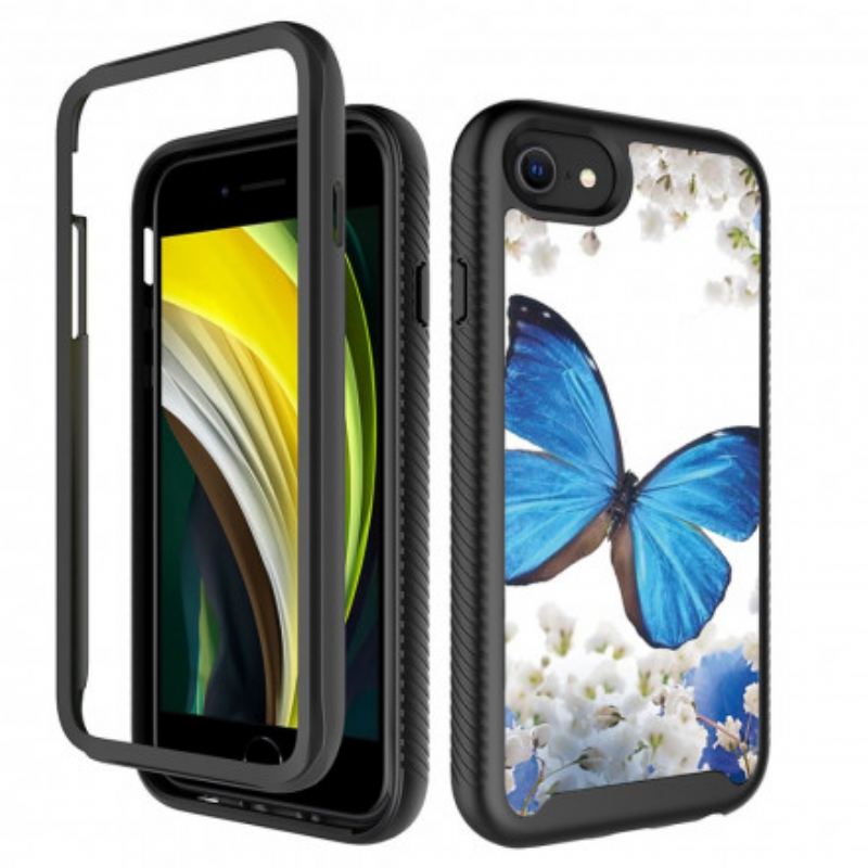Mobilcover iPhone SE 3 / SE 2 / 8 / 7 Beskyttelsessæt Dobbelt Beskyttelse Sommerfugle