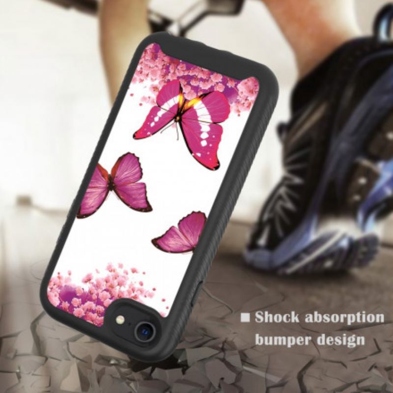 Mobilcover iPhone SE 3 / SE 2 / 8 / 7 Beskyttelsessæt Dobbelt Beskyttelse Sommerfugle