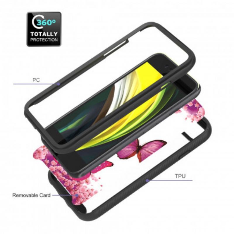 Mobilcover iPhone SE 3 / SE 2 / 8 / 7 Beskyttelsessæt Dobbelt Beskyttelse Sommerfugle