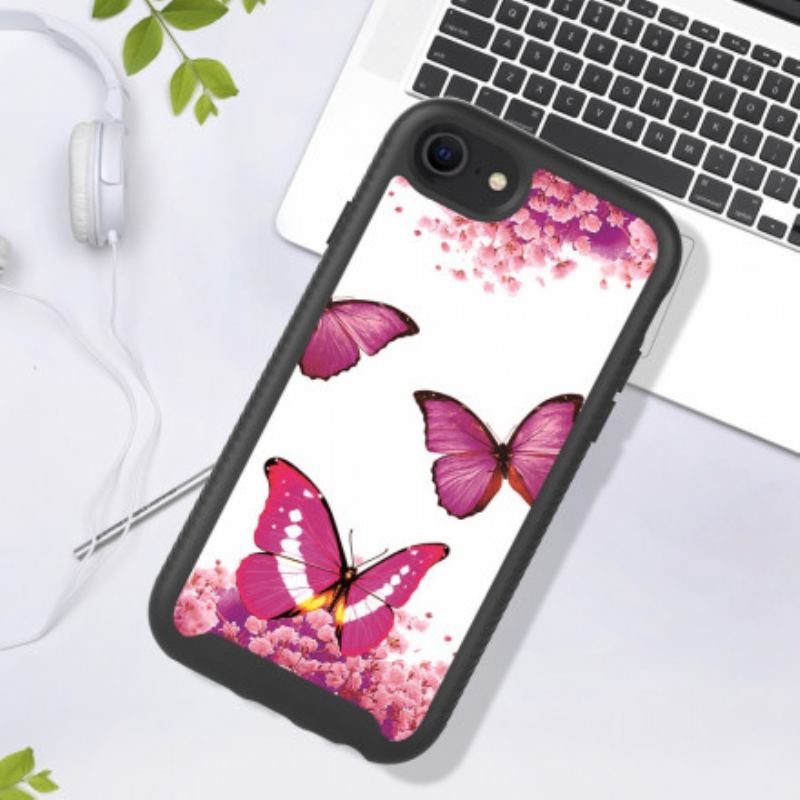 Mobilcover iPhone SE 3 / SE 2 / 8 / 7 Beskyttelsessæt Dobbelt Beskyttelse Sommerfugle