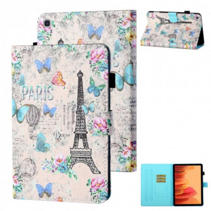 Flip Cover Samsung Galaxy Tab A7 (2020) Eiffeltårnets Sommerfugle
