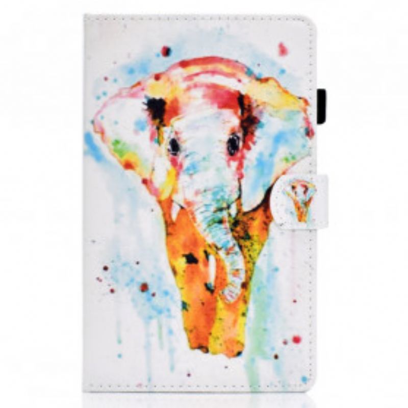 Læder Cover Samsung Galaxy Tab A7 (2020) Akvarel Elefant