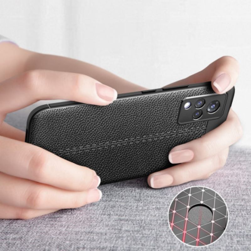 Cover Vivo V21 5G Dobbelt Linje Litchi Læder Effekt