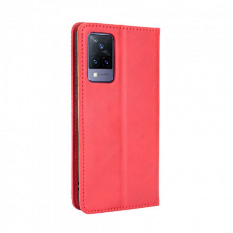 Cover Vivo V21 5G Flip Cover Stiliseret Vintage Lædereffekt