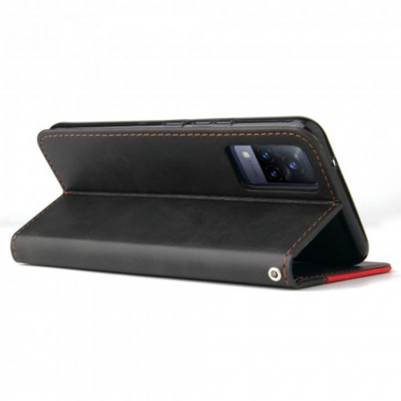 Flip Cover Vivo V21 5G Farvet Tofarvet Kunstlæder