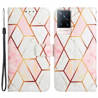 Flip Cover Vivo V21 5G Marmor Med Snor