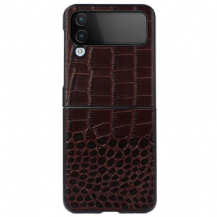 Cover Samsung Galaxy Z Flip 4 Flip Cover Ægte Krokodilleeffekt Læder