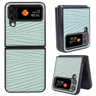 Cover Samsung Galaxy Z Flip 4 Flip Cover Ægte Læder Bølget Tekstur