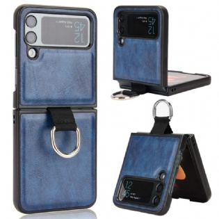 Cover Samsung Galaxy Z Flip 4 Flip Cover Læderstil Med Ring