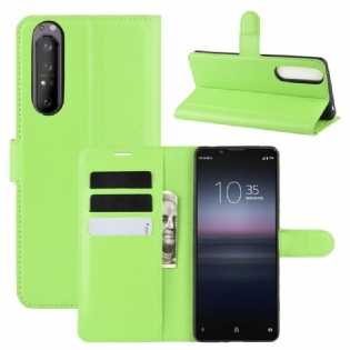 Læder Cover Sony Xperia 1 II Litchi Imiteret Læder