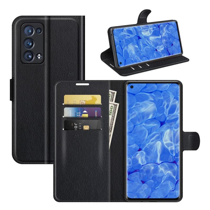 Flip Cover Oppo Reno 6 Pro 5G Klassisk Litchi Tekstur