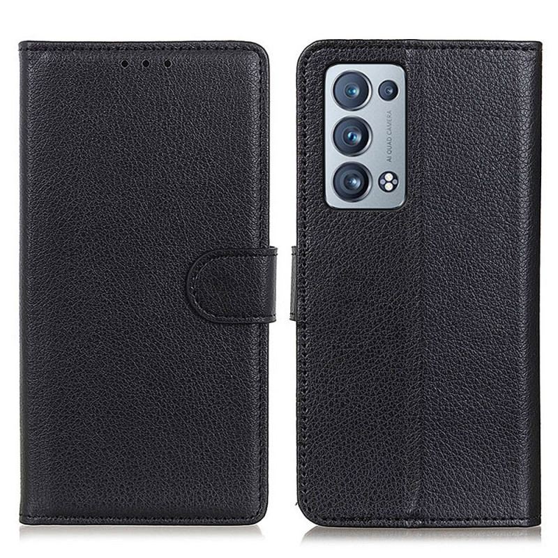 Flip Cover Oppo Reno 6 Pro 5G Litchi Imiteret Læder