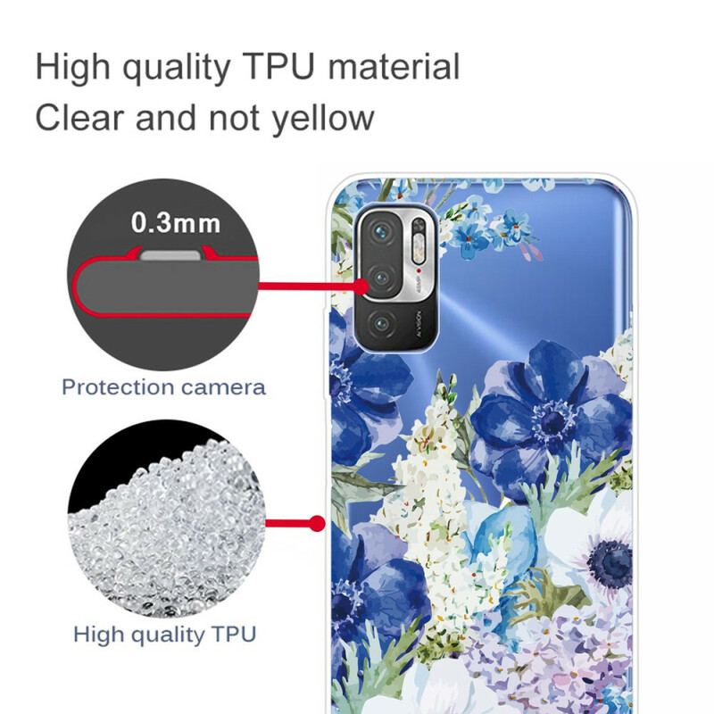 Cover Xiaomi Redmi Note 10 5G Akvarel Blå Blomster