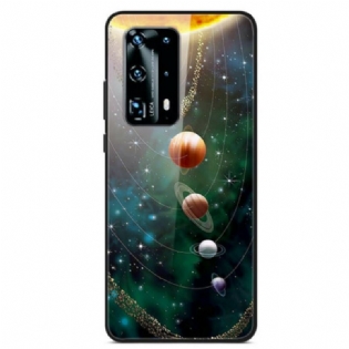 Mobilcover Huawei P40 Pro Solsystemet Planet Hærdet Glas