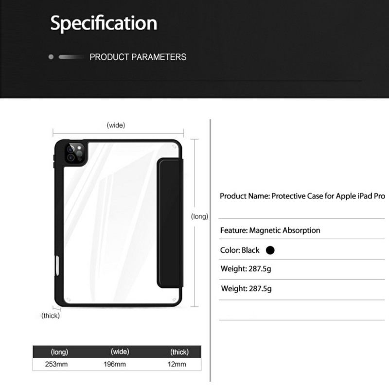 Cover iPad Pro 12.9" (2021) Aftagelig