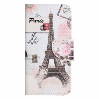 Læder Cover Samsung Galaxy A16 5g Telefon Etui Vintage Eiffeltårnet