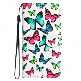 Flip Cover Xiaomi Redmi A1 Med Snor Sommerfugle På Flugt Med Rem