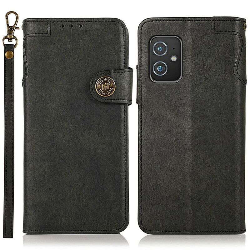 Flip Cover Asus Zenfone 8 Knap I Imiteret Læder Khazneh