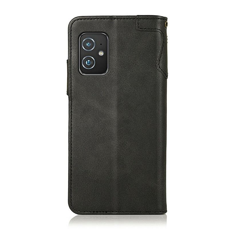 Flip Cover Asus Zenfone 8 Knap I Imiteret Læder Khazneh