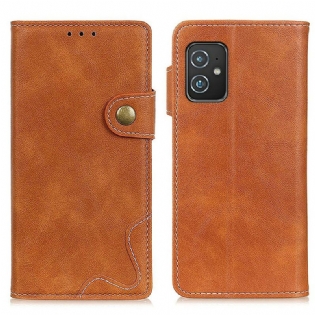 Flip Cover Asus Zenfone 8 Kunstnerisk Syningsknap