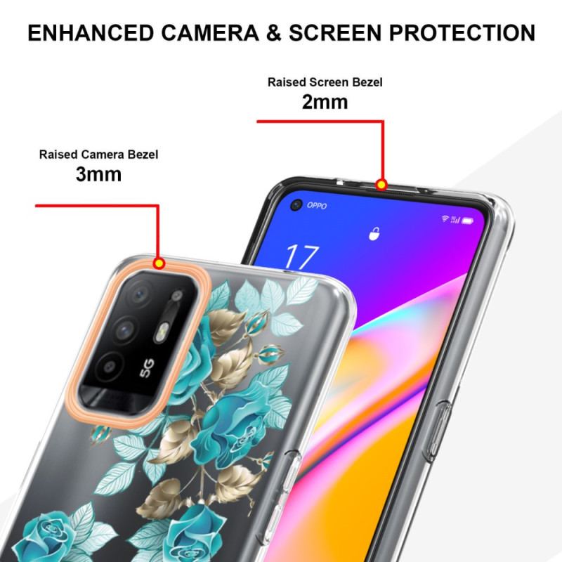 Cover Oppo A94 5G Sømløse Blå Blomster