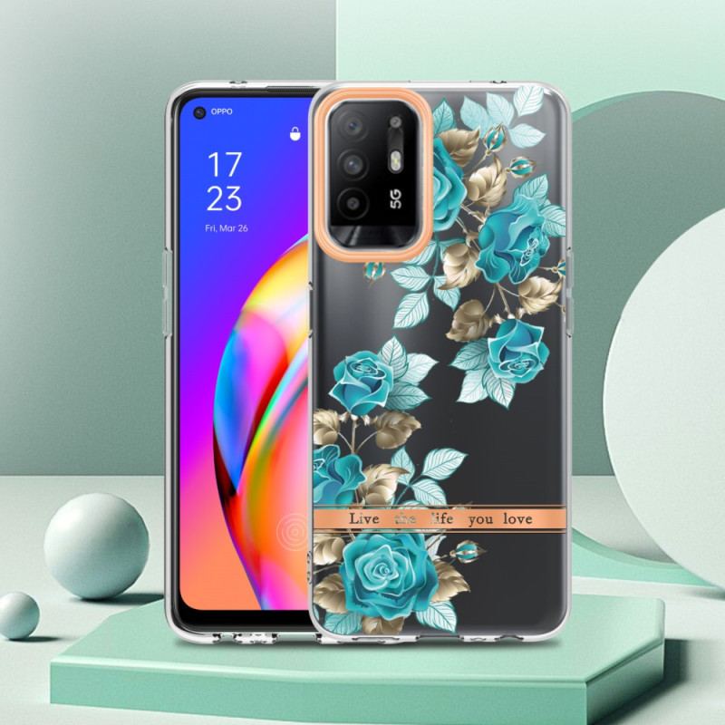 Cover Oppo A94 5G Sømløse Blå Blomster